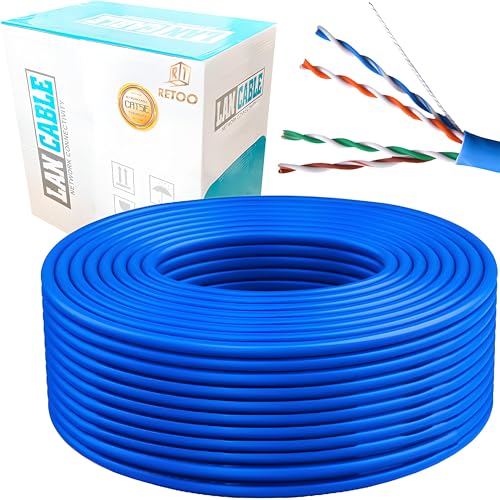 Retoo Netzwerkkabel Lan Kabel Cat 5E 300m, Hochgeschwindigkeits, Gigabit Ethernet Kabel, Patchkabel geeignet für Highspeed Netzwerke, Gaming, Switch, Router, PC und Modem RJ45, 300 Meter von Retoo
