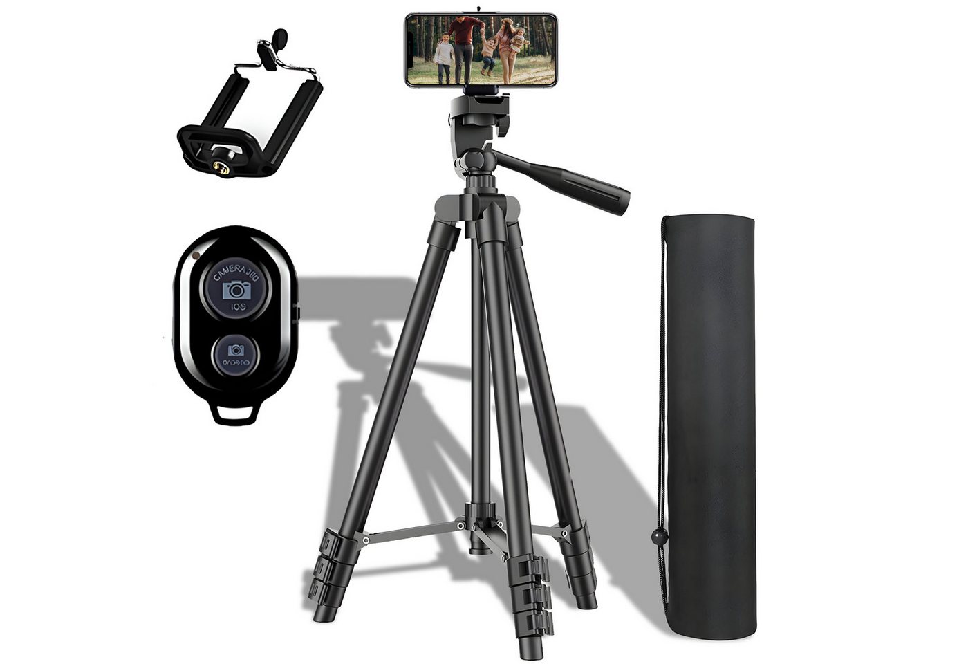 Retoo Stativ Tripod 128cm Handy Smartphone Bluetooth Halterung Kamera Kamerastativ (Bluetooth-Fernbedienung, Kompatibilität, 3-stufige Regulierung Höhe) von Retoo