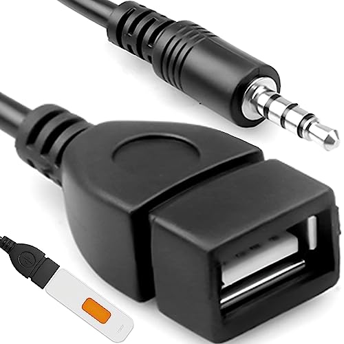 Retoo USB OTG Adapterkabel Jack 3,5mm Klinken, AUX auf USB A Buchse, Autoradio Musical Steckverbinder für Car Stereos, Auto-GPS, CD, OTG Konverter, Adapter Kabel 3,5mm von Retoo
