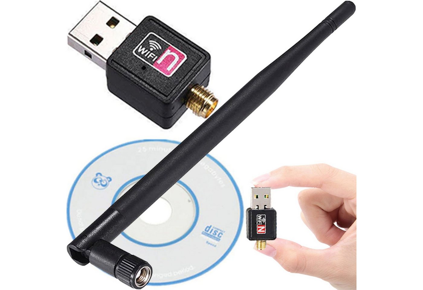 Retoo WLAN-Stick AC WLAN Stick WIFI Dongle USB Stick Wireless WiFi Adapter Schwarz, Kabellosigkeit, Kompatibilität, Mobilität, Frequenz: 2,4 GHz von Retoo