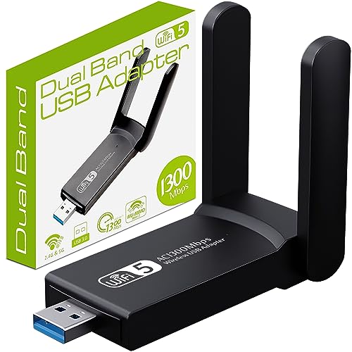 Retoo WLAN Stick Für PC USB 3.0 Dual Band Adapter 5GHz 2.4GHz 867Mbps für Desktop Laptop Tablet Kompatibel mit Windows XP Vista Linx Unterstützt WPA WPA2 TKIP AES WEP Übertragung 100m von Retoo