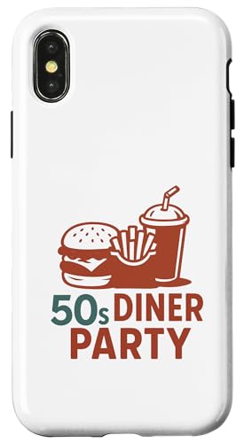 50er Jahre Diner Party Retro Burger Pommes Frites Milchshake Hülle für iPhone X/XS 50er Jahre Diner Party Retro Burger Pommes Frites Milchshake Hülle für iPhone X/XS von Retro 50s Party Cool Vibes