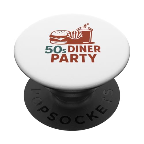50er Jahre Diner Party Retro Burger Pommes Frites Milchshake PopSockets Klebender PopGrip 50er Jahre Diner Party Retro Burger Pommes Frites Milchshake PopSockets Klebender PopGrip von Retro 50s Party Cool Vibes