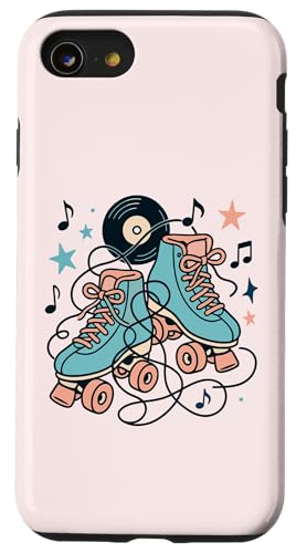 Retro 50er Jahre Rollschuhe und Vinyl Musik Hülle für iPhone SE (2020) / 7 / 8 von Retro 50s Party Cool Vibes