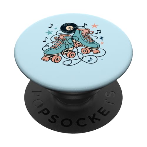 Retro 50er Jahre Rollschuhe und Vinyl Musik PopSockets Klebender PopGrip Retro 50er Jahre Rollschuhe und Vinyl Musik PopSockets Klebender PopGrip von Retro 50s Party Cool Vibes