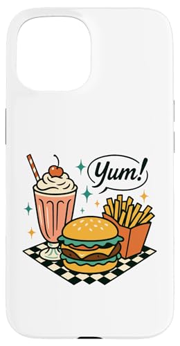 Yum Retro Diner Burger Milkshake Fries 50er Jahre Hülle für iPhone 15 Yum Retro Diner Burger Milkshake Fries 50er Jahre Hülle für iPhone 15 von Retro 50s Party Cool Vibes