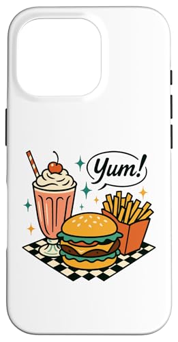 Yum Retro Diner Burger Milkshake Fries 50er Jahre Hülle für iPhone 16 Pro von Retro 50s Party Cool Vibes