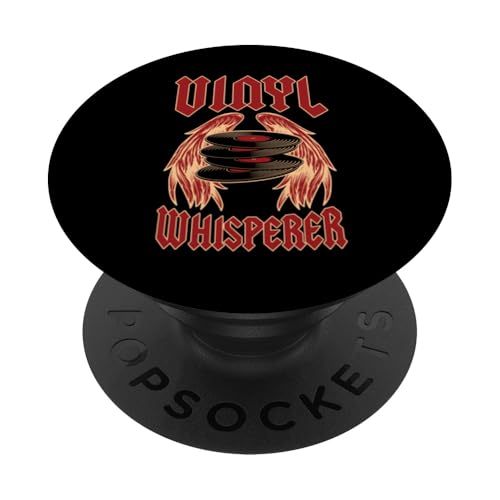Vinyl Whisperer Rock and Roll Style Angel Wings Vinyl Schallplatte PopSockets Klebender PopGrip von Retro Aesthetic Merch For Vinyl Record Collectors