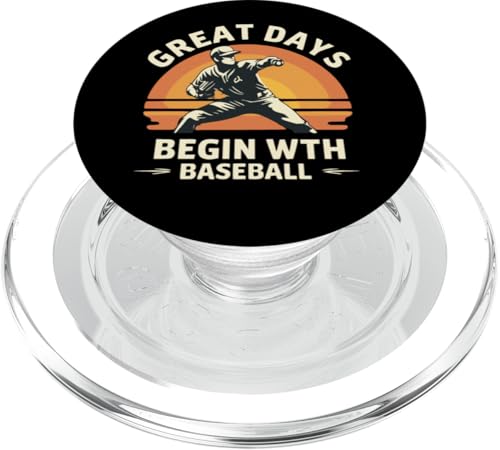 Baseballspieler Pitcher Zitat Vintage Sunset PopSockets PopGrip für MagSafe von Retro Baseball Player Vintage Designs