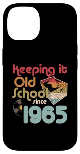 Keeping It Old School Since 1965 Year Box of Vinyl Records Hülle für iPhone 14 von Retro Birthday Party For Vinyl Record Collectors