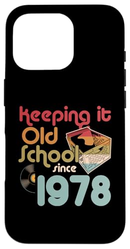 Keeping It Old School Since 1978 Year Box of Vinyl Records Hülle für iPhone 16 Pro von Retro Birthday Party For Vinyl Record Collectors