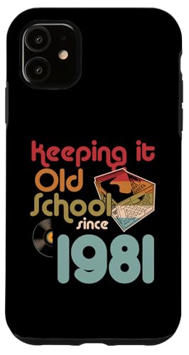 Keeping It Old School Since 1981 Year Box Of Vinyl Records Hülle für iPhone 11 von Retro Birthday Party For Vinyl Record Collectors