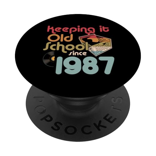 Keeping It Old School Since 1987 Year Box Of Vinyl Records PopSockets Klebender PopGrip Keeping It Old School Since 1987 Year Box Of Vinyl Records PopSockets Klebender PopGrip von Retro Birthday Party For Vinyl Record Collectors