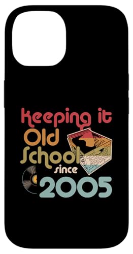Keeping It Old School Since 2005 Year Box of Vinyl Records Hülle für iPhone 14 von Retro Birthday Party For Vinyl Record Collectors