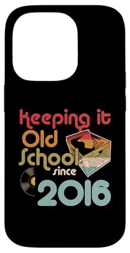 Keeping It Old School Since 2016 Year Box of Vinyl Records Hülle für iPhone 14 Pro von Retro Birthday Party For Vinyl Record Collectors