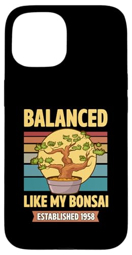 Balanced Like My Bonsai gegründet 1958 Geburtsjahr Bonsai Hülle für iPhone 15 von Retro Birthday Party Supplies for Bonsai Gardeners