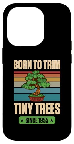 Seit 1955 geboren, um winzige Bäume zum Geburtstag mit Bonsai-Thema zu trimmen Hülle für iPhone 14 Pro von Retro Birthday Party Supplies for Bonsai Gardeners