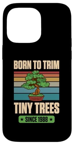 Seit 1988 geboren, um winzige Bäume zum Geburtstag mit Bonsai-Thema zu trimmen Hülle für iPhone 14 Pro Max von Retro Birthday Party Supplies for Bonsai Gardeners