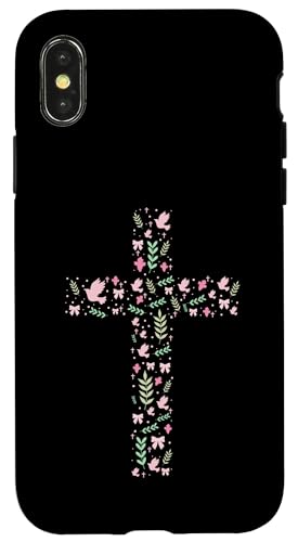 Blumenkreuz – Vintage Christian Religiöser Christus Hülle für iPhone X/XS Blumenkreuz – Vintage Christian Religiöser Christus Hülle für iPhone X/XS von Retro Christian Apparel Gifts