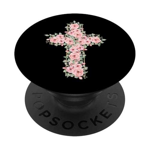 Blumenkreuz – Vintage Jesus Christus christlich religiös PopSockets Klebender PopGrip Blumenkreuz – Vintage Jesus Christus christlich religiös PopSockets Klebender PopGrip von Retro Christian Apparel Gifts