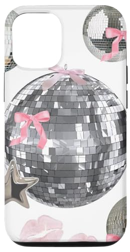 Hülle für iPhone 12/12 Pro Retro Discokugel rosa Schleife ästhetisch 70er 80er Jahre von Retro Disco Ball
