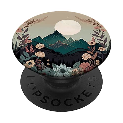 Boho Chic Floral Wreath Forest Nature Mountain Cute Pastel PopSockets Klebender PopGrip Boho Chic Floral Wreath Forest Nature Mountain Cute Pastel PopSockets Klebender PopGrip von Retro Flower Bohemian Hippie Moon Sun for Girls