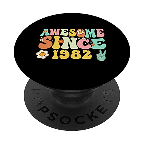 Groovy Awesome Since 1982 Geburtstag PopSockets mit austauschbarem PopGrip Groovy Awesome Since 1982 Geburtstag PopSockets mit austauschbarem PopGrip von Retro Groovy Birthday Party Men Women Kids Designs