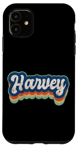 Harvey Vorname Boy Vintage Style 70er 80er Jahre Personalisiert Hülle für iPhone 11 von Retro Groovy Name Fathers Day outfit For Men
