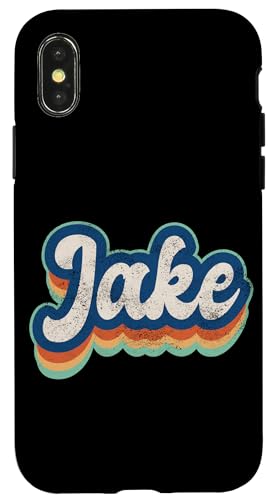 Jake Vorname Junge Vintage Stil 70er 80er Jahre Personalisiert Hülle für iPhone X/XS Jake Vorname Junge Vintage Stil 70er 80er Jahre Personalisiert Hülle für iPhone X/XS von Retro Groovy Name Fathers Day outfit For Men