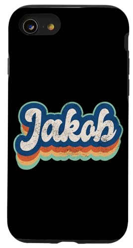 Jakob Vorname Boy Vintage Style 70er 80er personalisiert Hülle für iPhone SE (2020) / 7 / 8 von Retro Groovy Name Fathers Day outfit For Men