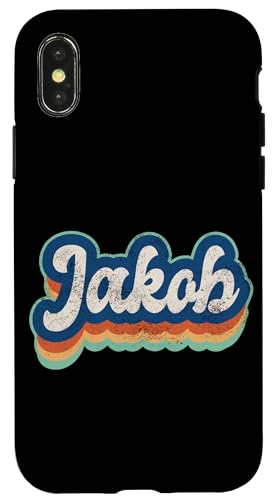 Jakob Vorname Boy Vintage Style 70er 80er personalisiert Hülle für iPhone X/XS von Retro Groovy Name Fathers Day outfit For Men
