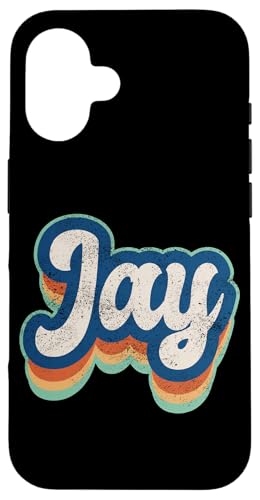Jay Vorname Junge Vintage Stil 70er 80er Jahre Personalisiert Hülle für iPhone 16 von Retro Groovy Name Fathers Day outfit For Men