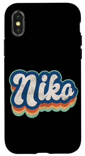 Niko Vorname Boy Vintage Style 70er 80er Jahre Personalisiert Hülle für iPhone X/XS Niko Vorname Boy Vintage Style 70er 80er Jahre Personalisiert Hülle für iPhone X/XS von Retro Groovy Name Fathers Day outfit For Men