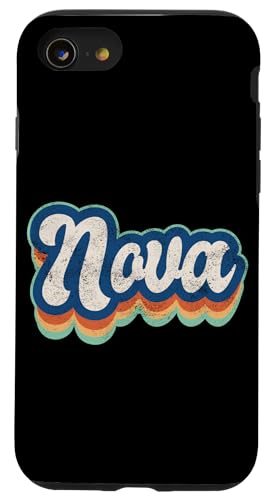 Nova Vorname Boy Vintage Style 70er 80er Jahre Personalisiert Hülle für iPhone SE (2020) / 7 / 8 von Retro Groovy Name Fathers Day outfit For Men
