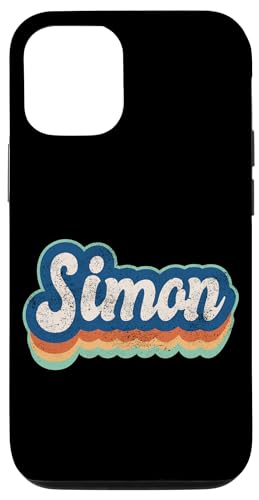 Simon Vorname Boy Vintage Style 70er 80er Jahre Personalisiert Hülle für iPhone 12/12 Pro von Retro Groovy Name Fathers Day outfit For Men