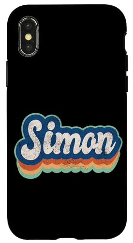 Simon Vorname Boy Vintage Style 70er 80er Jahre Personalisiert Hülle für iPhone X/XS Simon Vorname Boy Vintage Style 70er 80er Jahre Personalisiert Hülle für iPhone X/XS von Retro Groovy Name Fathers Day outfit For Men