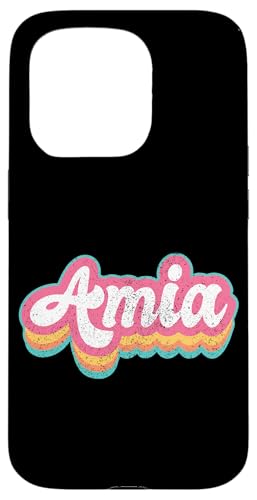 Amia Vorname Mädchen Vintage 70er 80er Jahre Personalisiert Hülle für iPhone 15 Pro von Retro Groovy Name Mothers Day outfit For Women