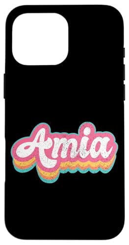 Amia Vorname Mädchen Vintage 70er 80er Jahre Personalisiert Hülle für iPhone 16 Pro Max von Retro Groovy Name Mothers Day outfit For Women