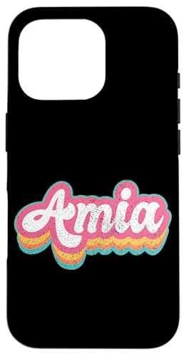 Amia Vorname Mädchen Vintage 70er 80er Jahre Personalisiert Hülle für iPhone 16 Pro von Retro Groovy Name Mothers Day outfit For Women