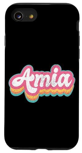 Amia Vorname Mädchen Vintage 70er 80er Jahre Personalisiert Hülle für iPhone SE (2020) / 7 / 8 von Retro Groovy Name Mothers Day outfit For Women
