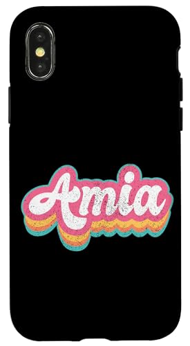 Amia Vorname Mädchen Vintage 70er 80er Jahre Personalisiert Hülle für iPhone X/XS Amia Vorname Mädchen Vintage 70er 80er Jahre Personalisiert Hülle für iPhone X/XS von Retro Groovy Name Mothers Day outfit For Women
