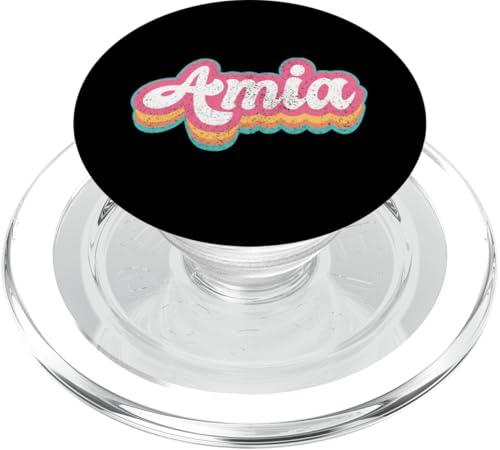 Amia Vorname Mädchen Vintage 70er 80er Jahre Personalisiert PopSockets PopGrip für MagSafe von Retro Groovy Name Mothers Day outfit For Women
