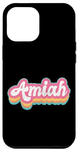 Amiah Vorname Mädchen Vintage 70er 80er Jahre Personalisiert Hülle für iPhone 12 Pro Max von Retro Groovy Name Mothers Day outfit For Women