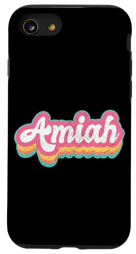 Amiah Vorname Mädchen Vintage 70er 80er Jahre Personalisiert Hülle für iPhone SE (2020) / 7 / 8 von Retro Groovy Name Mothers Day outfit For Women