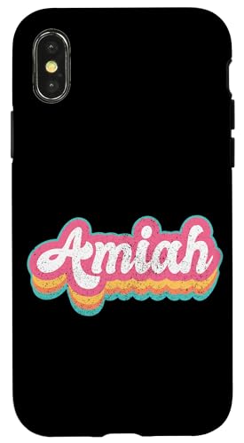 Amiah Vorname Mädchen Vintage 70er 80er Jahre Personalisiert Hülle für iPhone X/XS von Retro Groovy Name Mothers Day outfit For Women
