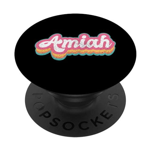 Amiah Vorname Mädchen Vintage 70er 80er Jahre Personalisiert PopSockets Klebender PopGrip von Retro Groovy Name Mothers Day outfit For Women
