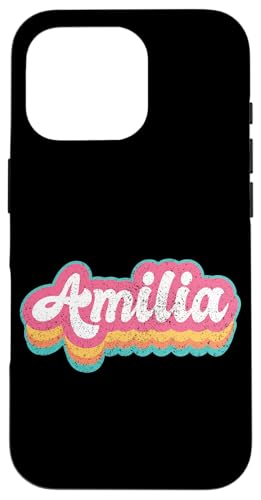 Amilia Vorname Mädchen Vintage 70er 80er Jahre Personalisiert Hülle für iPhone 16 Pro von Retro Groovy Name Mothers Day outfit For Women