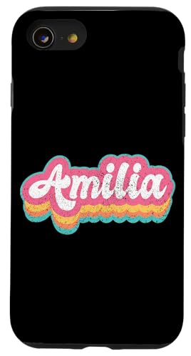 Amilia Vorname Mädchen Vintage 70er 80er Jahre Personalisiert Hülle für iPhone SE (2020) / 7 / 8 von Retro Groovy Name Mothers Day outfit For Women