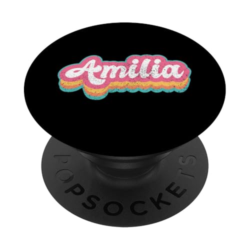 Amilia Vorname Mädchen Vintage 70er 80er Jahre Personalisiert PopSockets Klebender PopGrip Amilia Vorname Mädchen Vintage 70er 80er Jahre Personalisiert PopSockets Klebender PopGrip von Retro Groovy Name Mothers Day outfit For Women