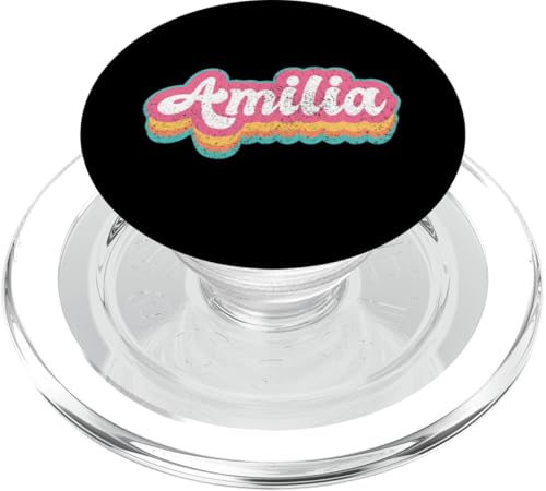 Amilia Vorname Mädchen Vintage 70er 80er Jahre Personalisiert PopSockets PopGrip für MagSafe von Retro Groovy Name Mothers Day outfit For Women